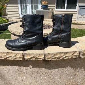 Black Lace-Up Combat Boots